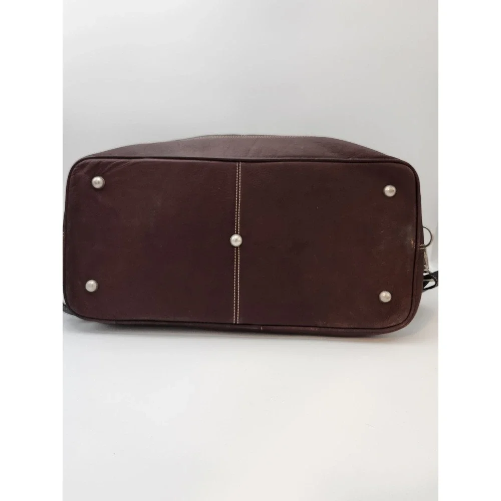 Latico Duffel Bag Unisex Large Black Brown Leather Contrast Stitch Weekender